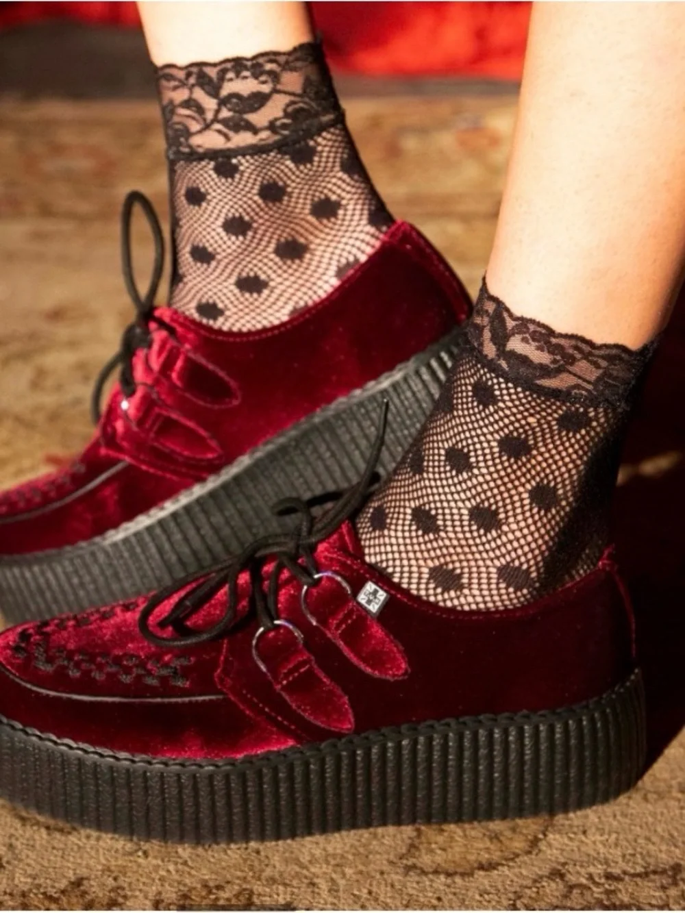 T.U.K. Velvet Creeper Shoes Burgundy Women Size 7 / Men Size 5 Unisex